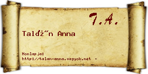 Talán Anna névjegykártya
